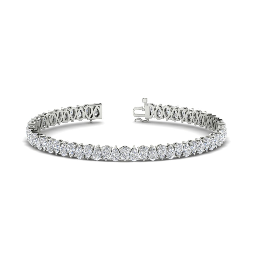 9 Ct Pear Cut Tennis Bracelet with 14K White Gold White Diamond