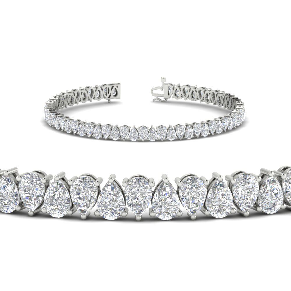9 Ct Pear Cut Tennis Bracelet with 14K White Gold White Diamond