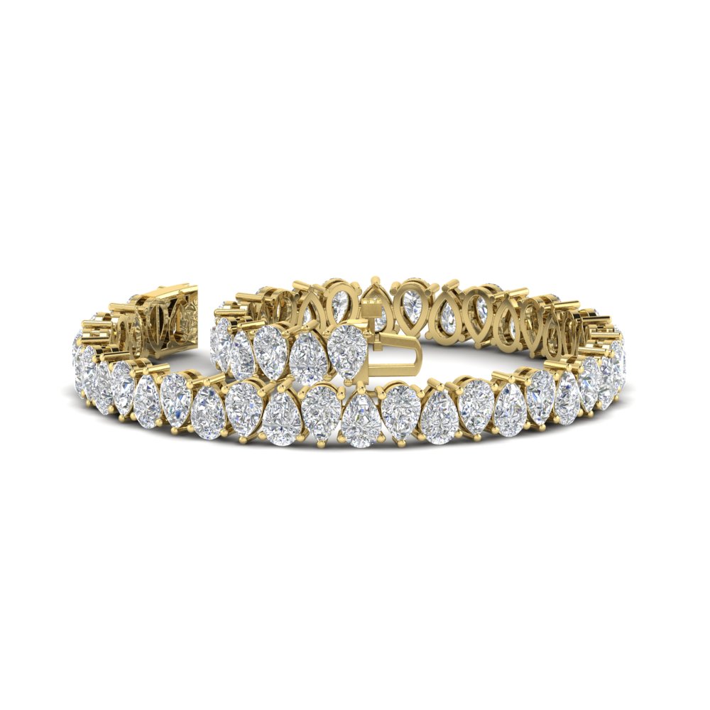 Pear Diamond 14 Ct.Tennis Bracelet with 14K Yellow Gold White Diamond