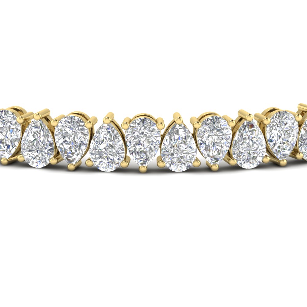 Pear Diamond 14 Ct.Tennis Bracelet with 14K Yellow Gold White Diamond