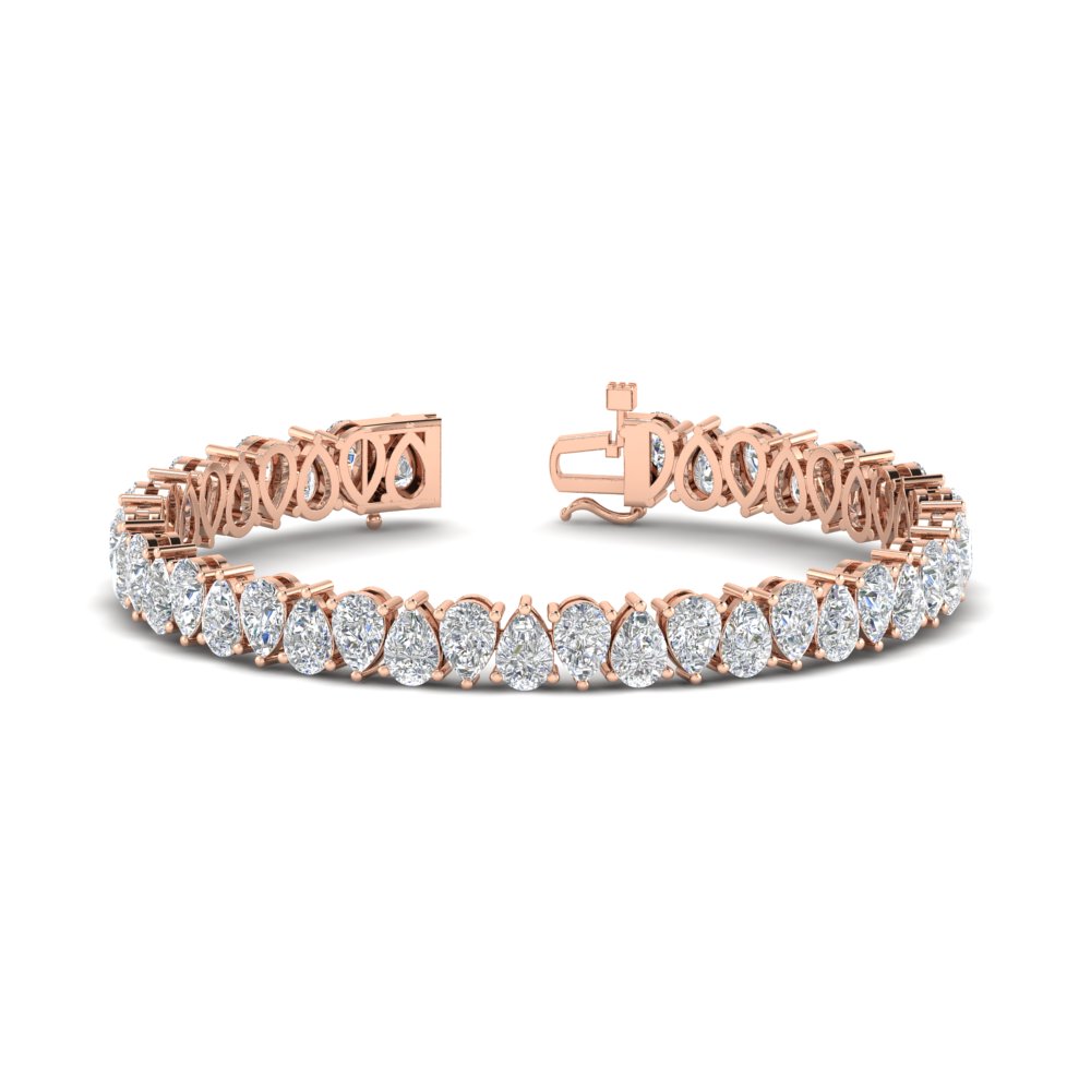 Pear Shaped Tennis Bracelet 21 Carat with 14K Rose Gold White Diamond