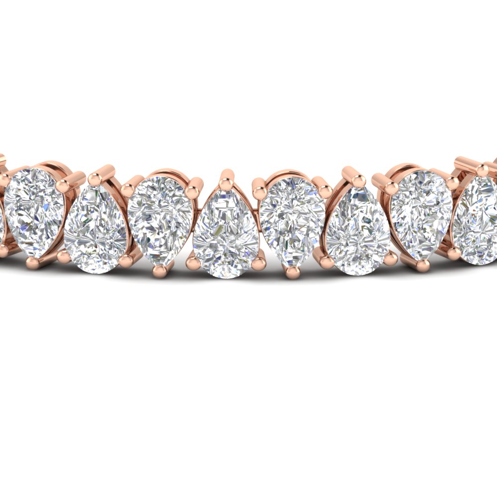 Pear Shaped Tennis Bracelet 21 Carat with 14K Rose Gold White Diamond