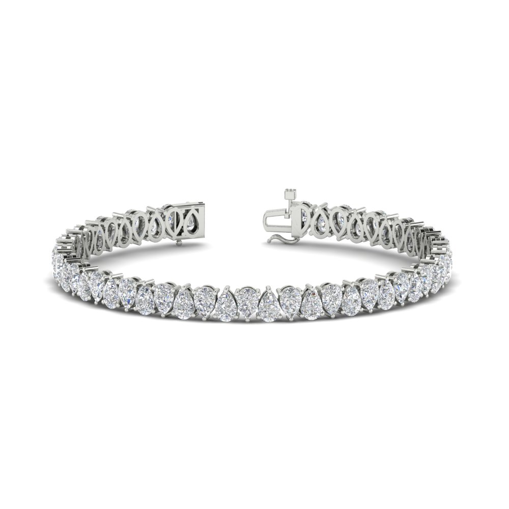 Tennis Bracelet 13 Ct. Pear Diamond with 14K White Gold White Diamond