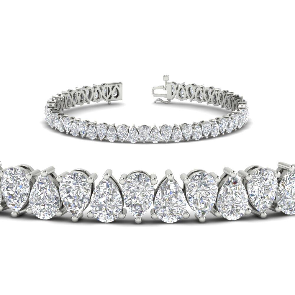 Tennis Bracelet 13 Ct. Pear Diamond with 14K White Gold White Diamond