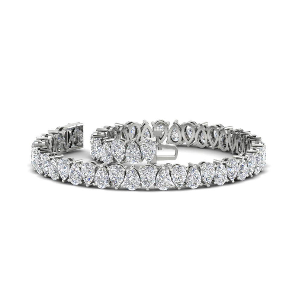 Tennis Bracelet 13 Ct. Pear Diamond with 14K White Gold White Diamond