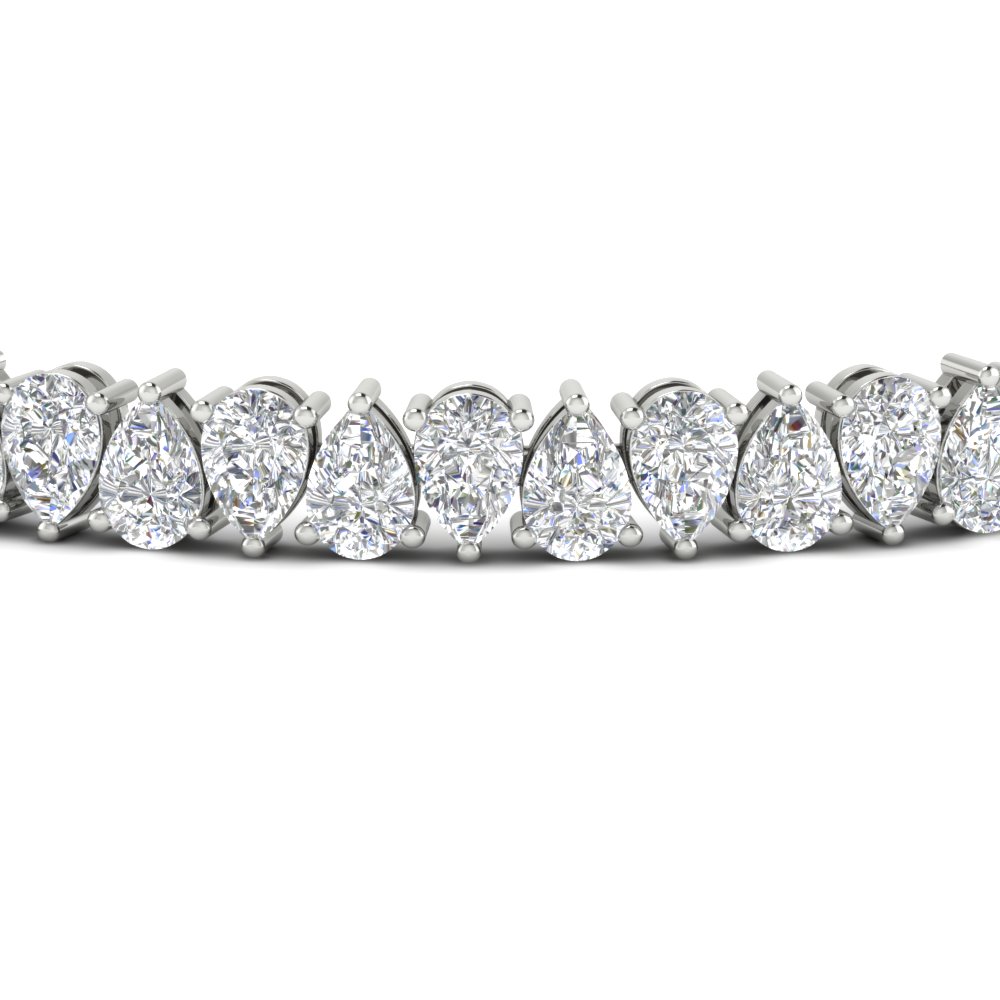 Tennis Bracelet 13 Ct. Pear Diamond with 14K White Gold White Diamond