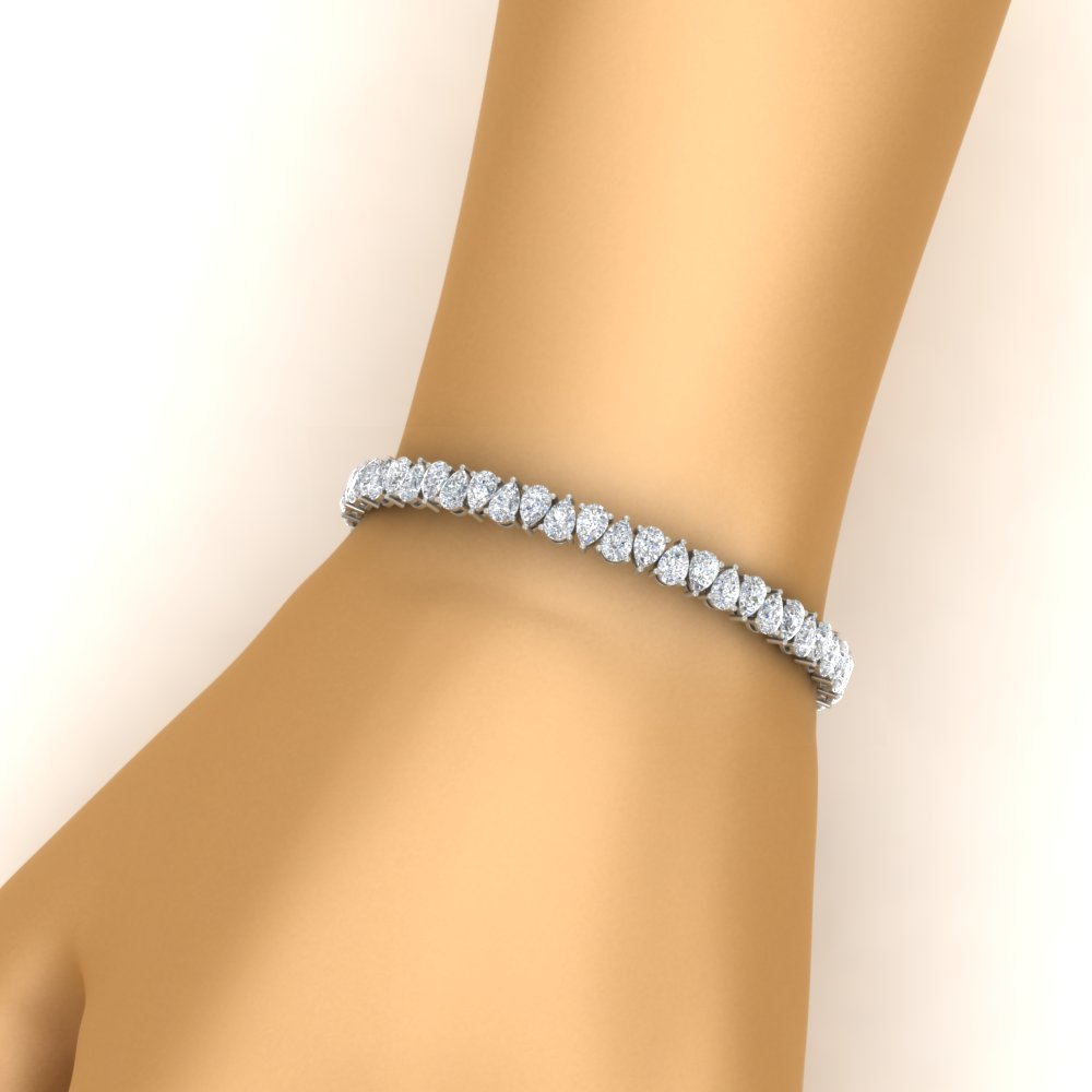 Tennis Bracelet 13 Ct. Pear Diamond with 14K White Gold White Diamond