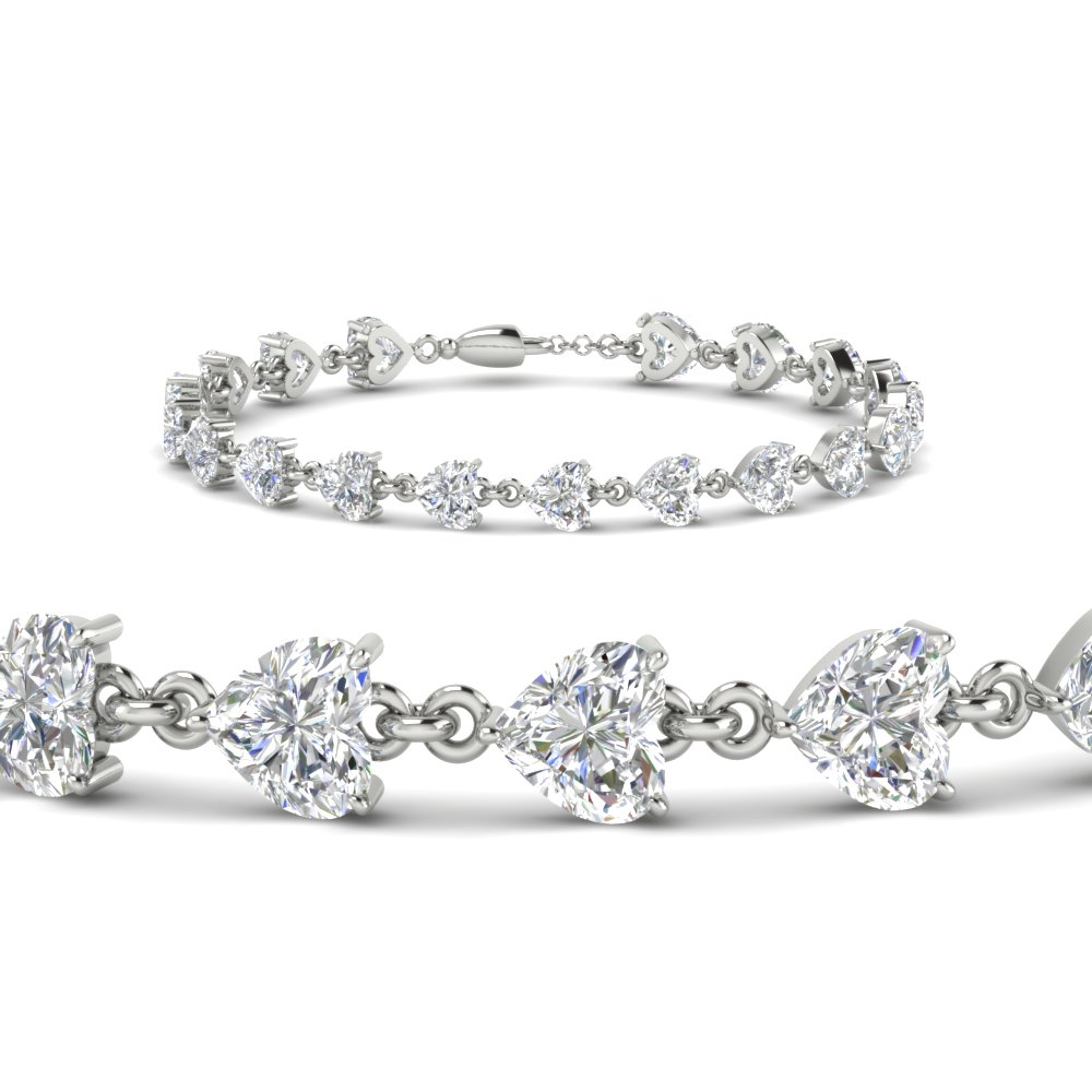 Beautiful Heart Shaped Tennis Bracelet  in 18k white gold FDBRC8442ANGLE1 NL WG