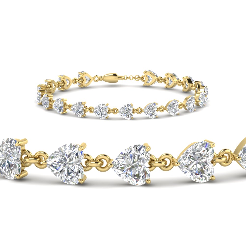 Beautiful Heart Shaped Tennis Bracelet  in 14K yellow gold FDBRC8442ANGLE1 NL YG