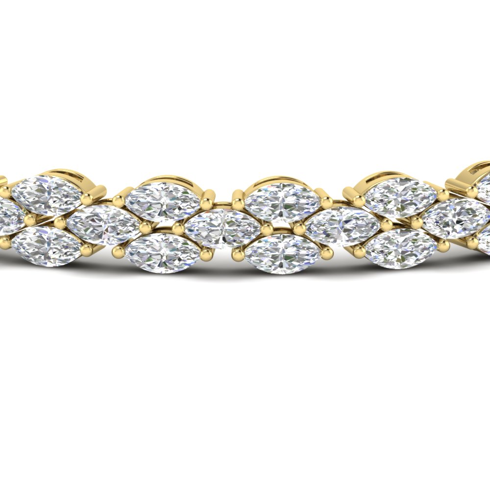 Beautiful Marquise Tennis Bracelet with 14K Yellow Gold White Diamond