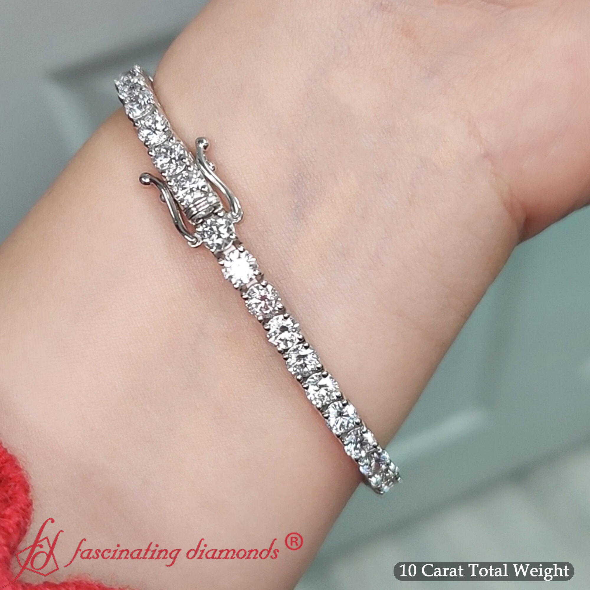 10 Ct. Diamond Tennis Bracelet with 14K White Gold White Diamond