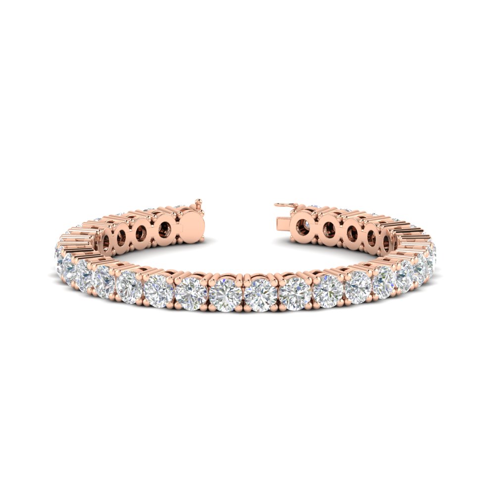 15 Ct. Exclusive Diamond Tennis Bracelet with 14K Rose Gold White Diamond