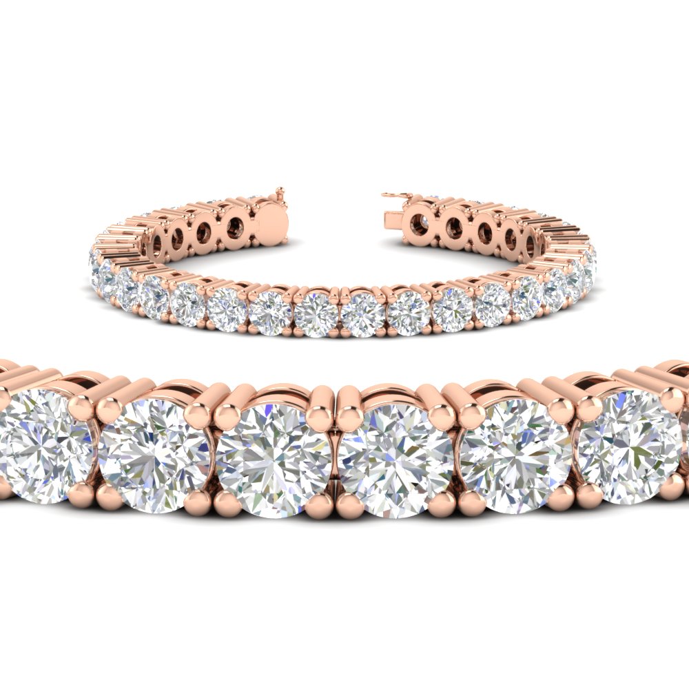 15 Ct. Exclusive Diamond Tennis Bracelet with 14K Rose Gold White Diamond