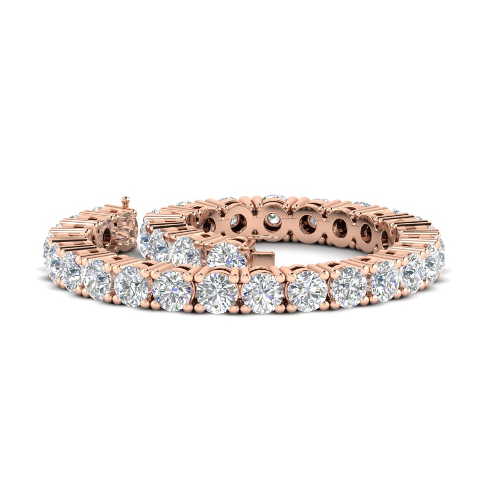 15 Ct. Exclusive Diamond Tennis Bracelet with 14K Rose Gold White Diamond