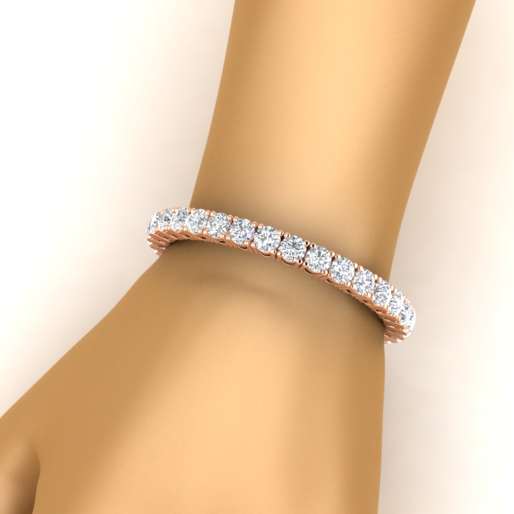 15 Ct. Exclusive Diamond Tennis Bracelet with 14K Rose Gold White Diamond