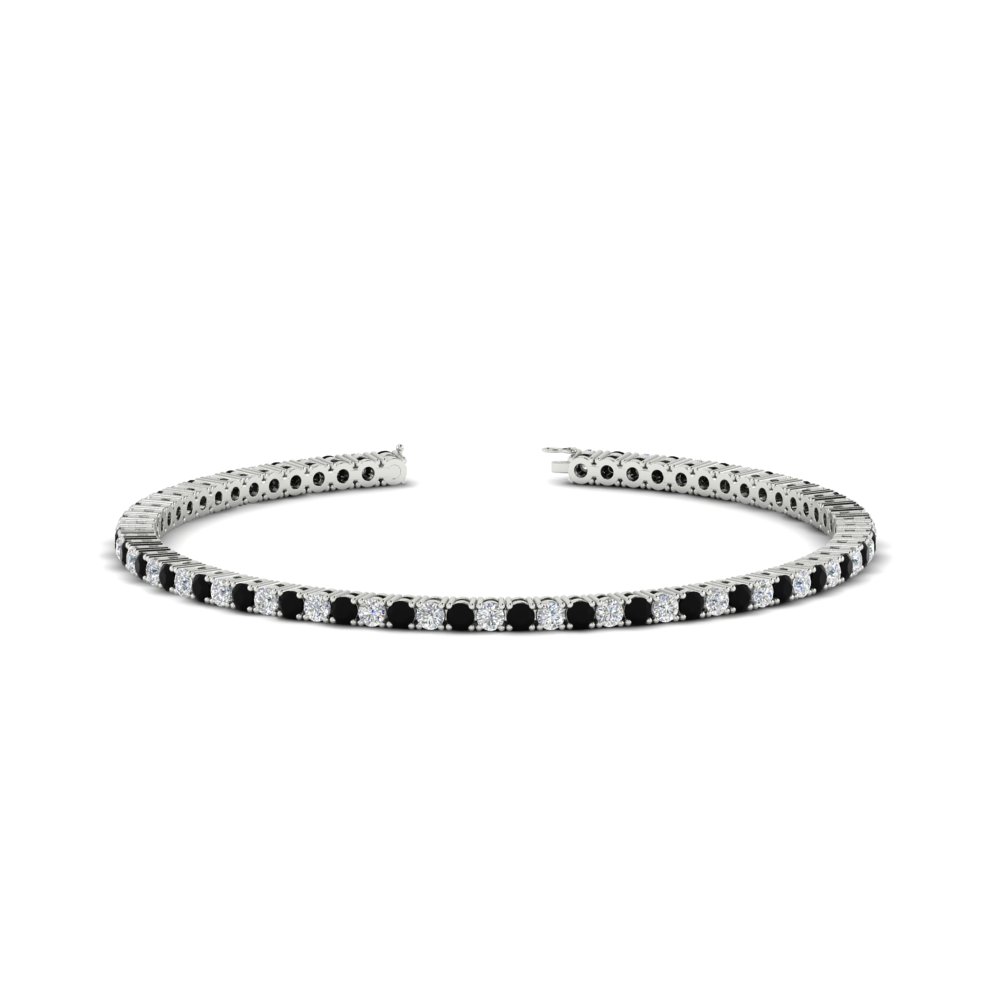  2 Carat Diamond Tennis Bracelet with Black Diamond 14K White Gold