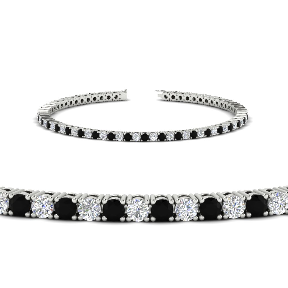  2 Carat Diamond Tennis Bracelet with Black Diamond 14K White Gold