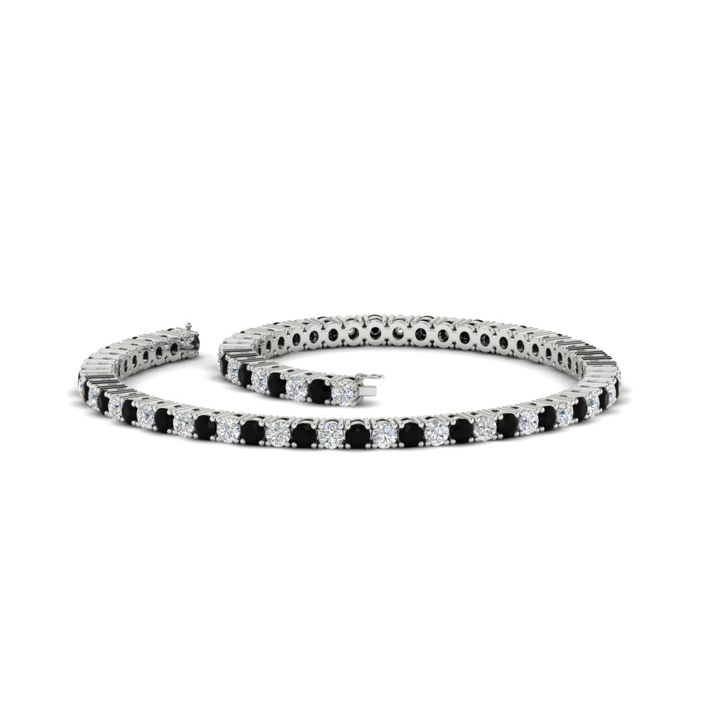  2 Carat Diamond Tennis Bracelet with Black Diamond 14K White Gold