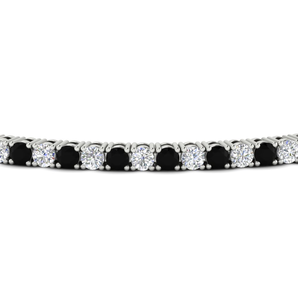  2 Carat Diamond Tennis Bracelet with Black Diamond 14K White Gold