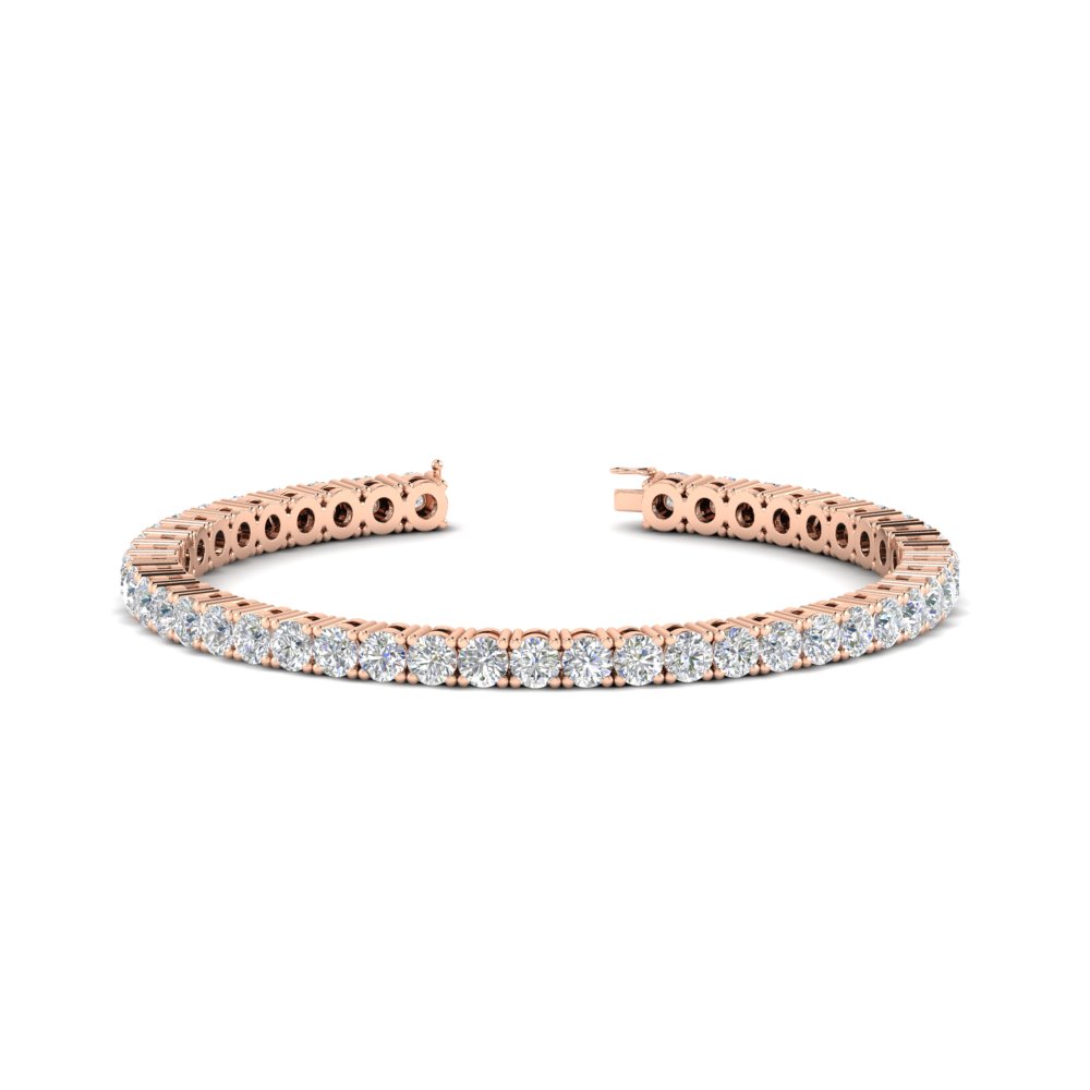 Real Diamond Tennis Bracelet 9 Carat with 14K Rose Gold White Diamond