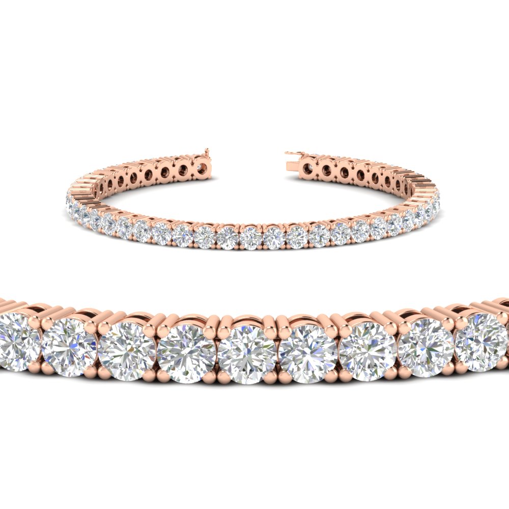 Real Diamond Tennis Bracelet 9 Carat with 14K Rose Gold White Diamond