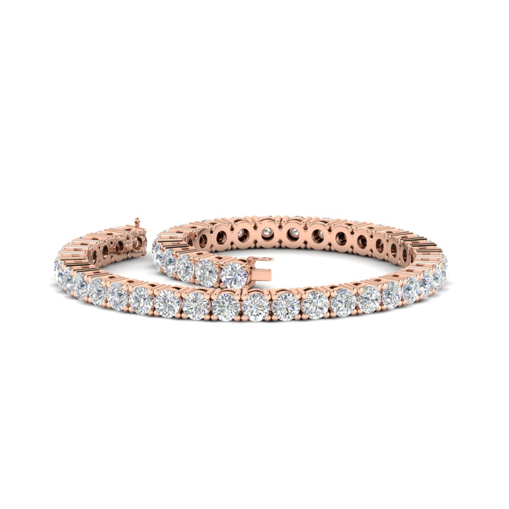 Real Diamond Tennis Bracelet 9 Carat with 14K Rose Gold White Diamond