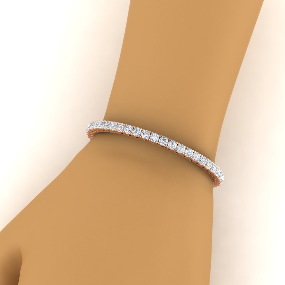 Real Diamond Tennis Bracelet 9 Carat with 14K Rose Gold White Diamond
