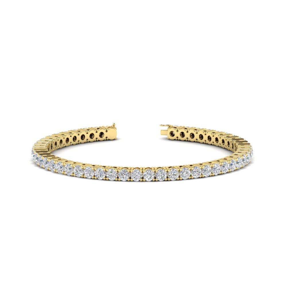 Stylish Tennis Bracelet For Women with 14K Yellow Gold White Diamond