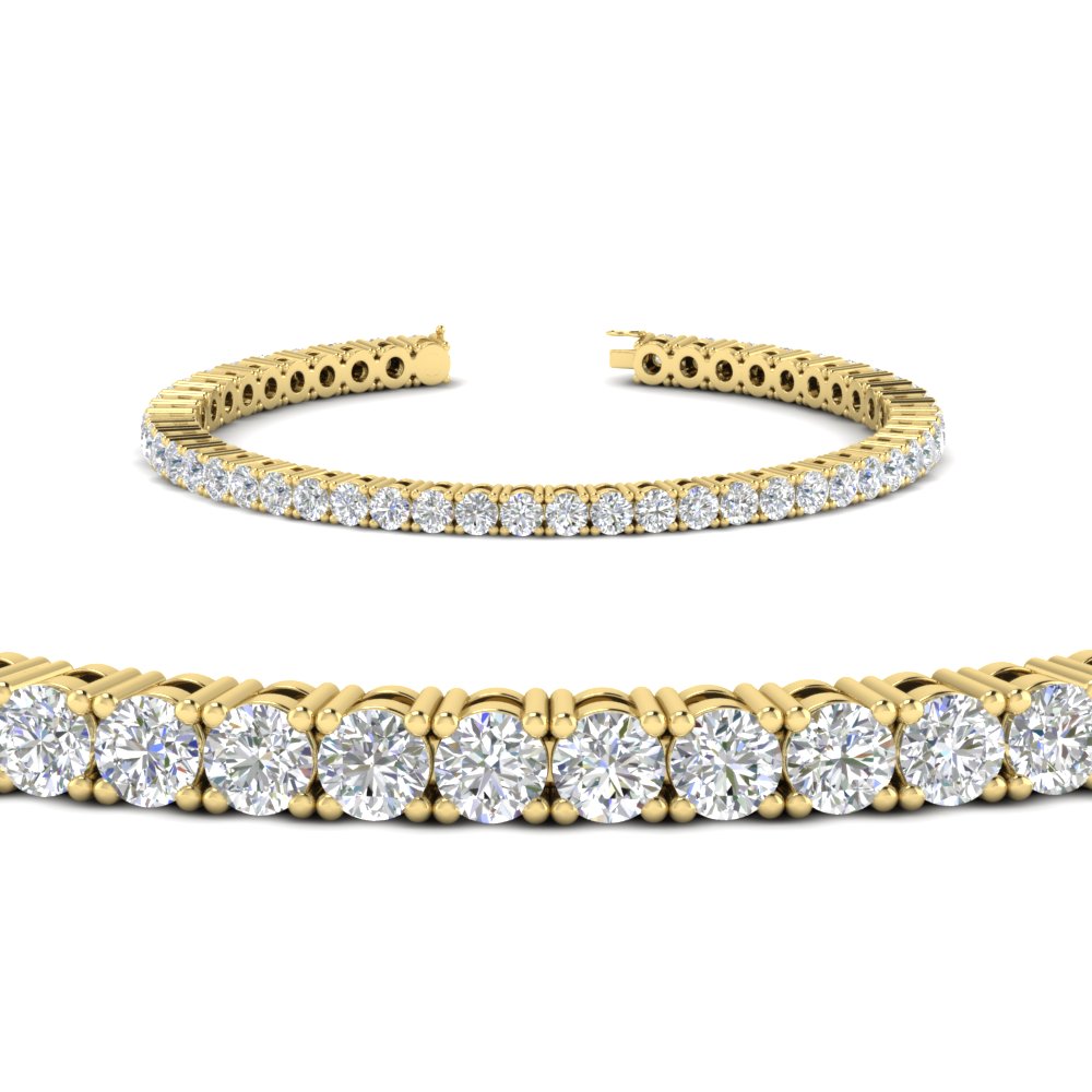 Stylish Tennis Bracelet For Women with 14K Yellow Gold White Diamond