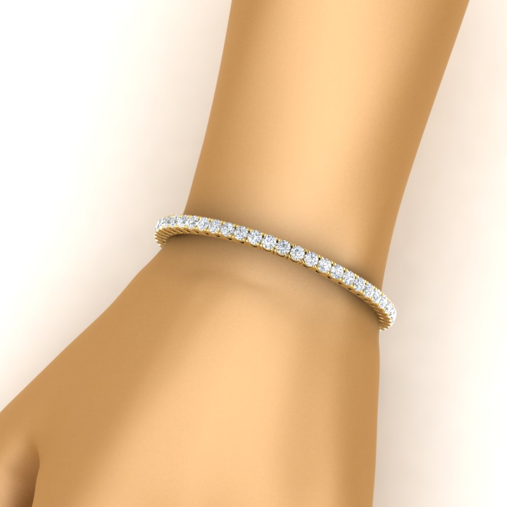 Stylish Tennis Bracelet For Women with 14K Yellow Gold White Diamond