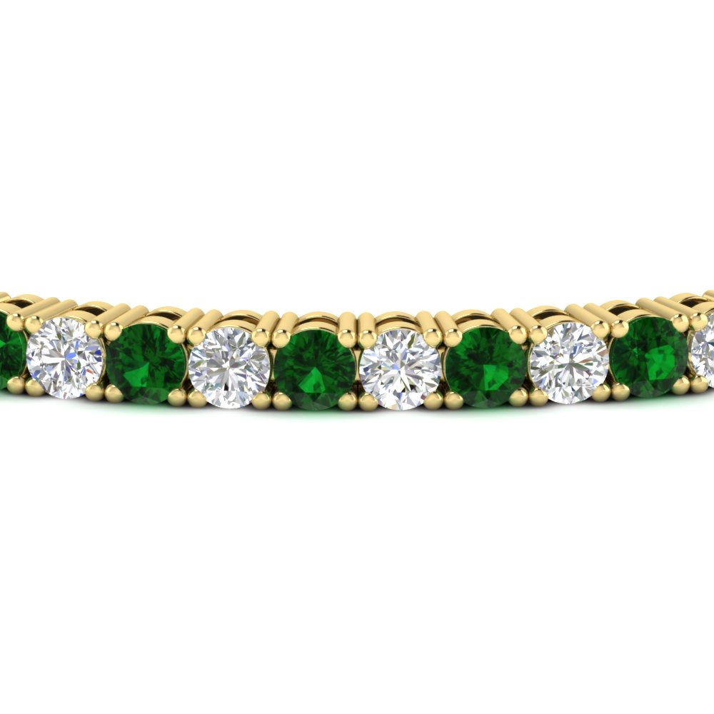 Stylish Tennis Bracelet For Women with 14K Yellow Gold Green Emerald