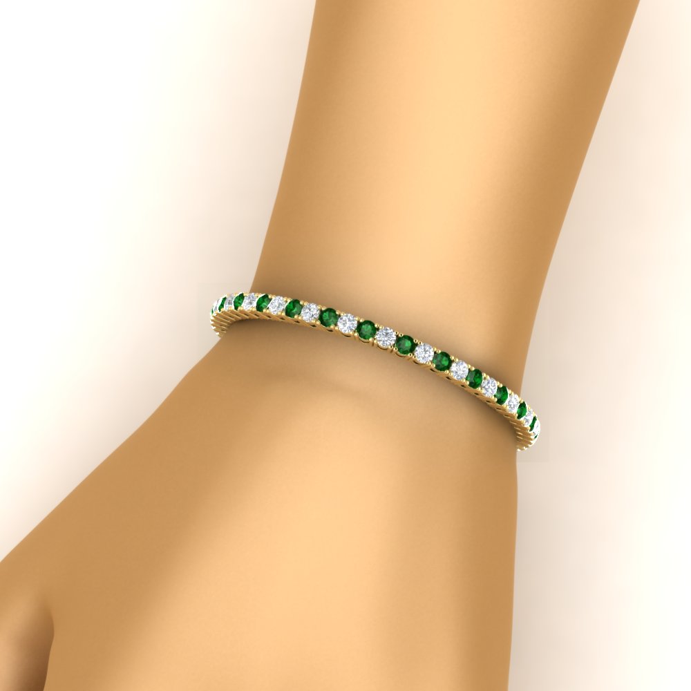 Stylish Tennis Bracelet For Women with 14K Yellow Gold Green Emerald
