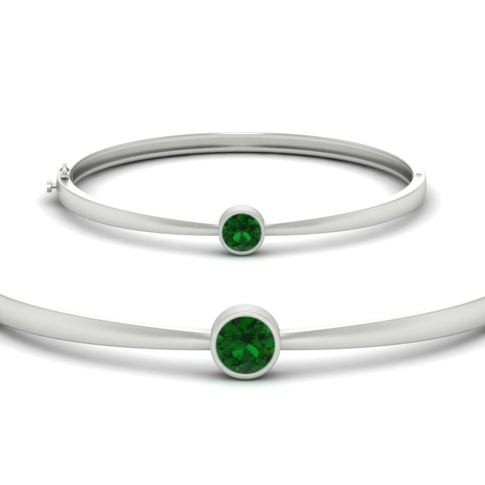 0.50 ct emerald solitaire bangle bracelet in FDBRC9222GEMGRANGLE2 0.50CT NL WG