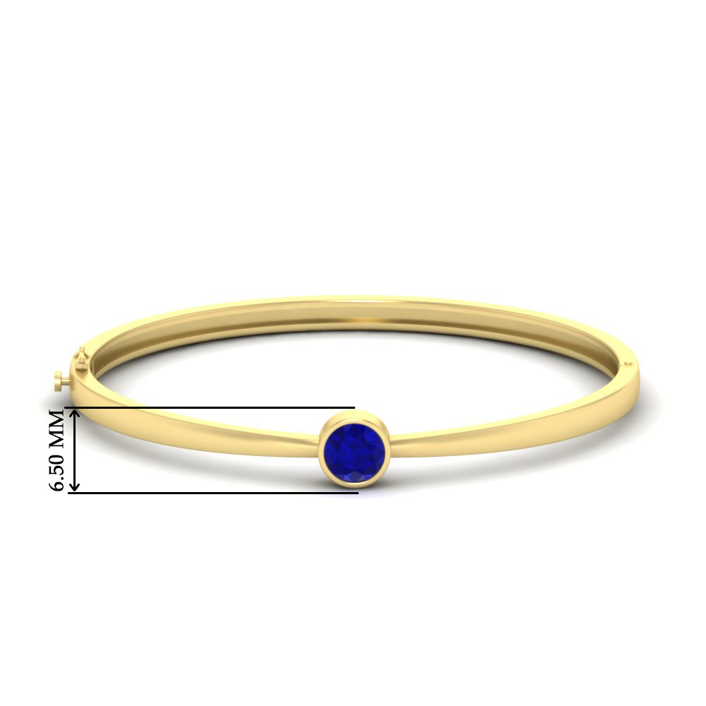  0.50 Ct. Diamond Solitaire Bangle Bracelet with Blue Sapphire 14K Yellow Gold