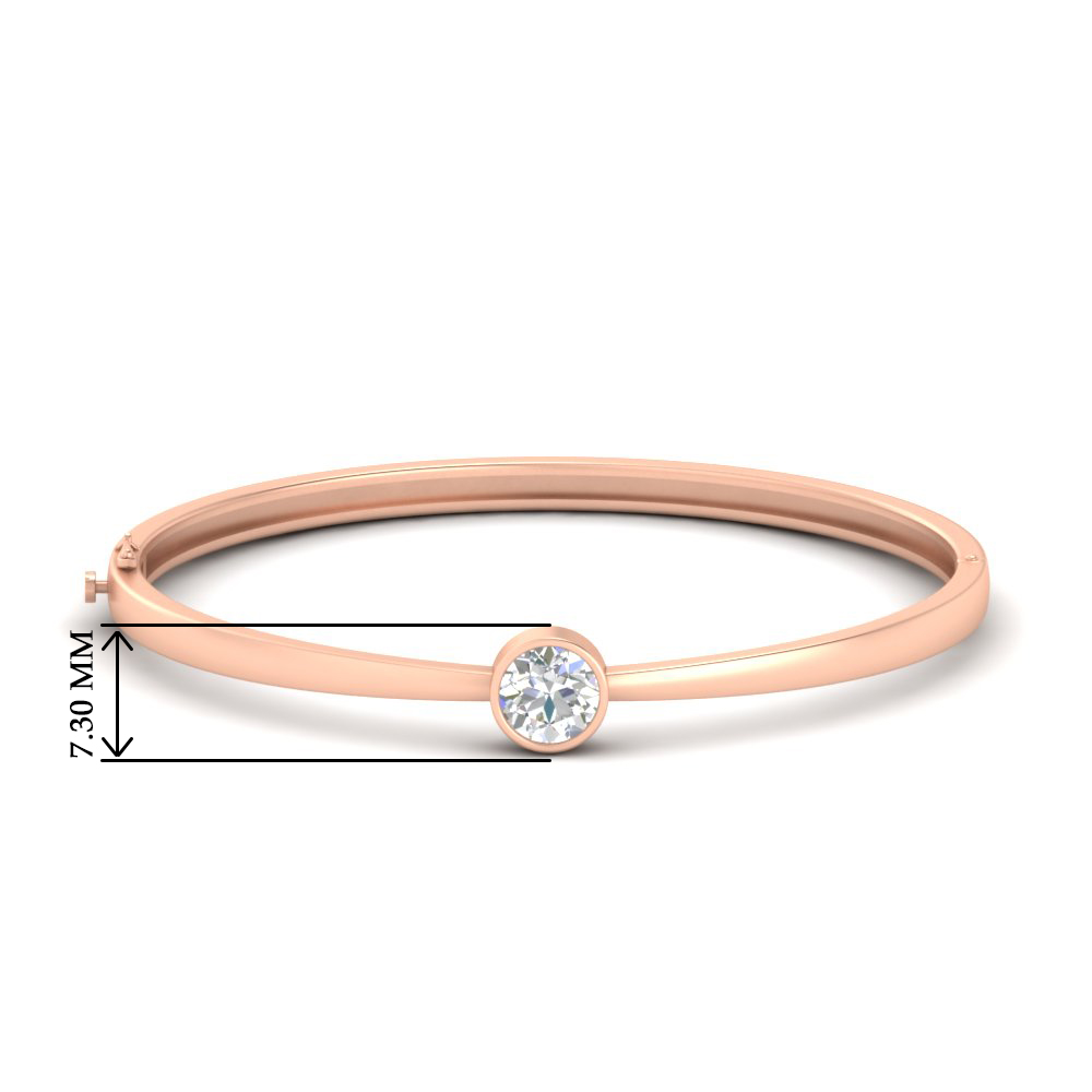 Bezel Set Bangle Bracelet with 14K Rose Gold White Diamond
