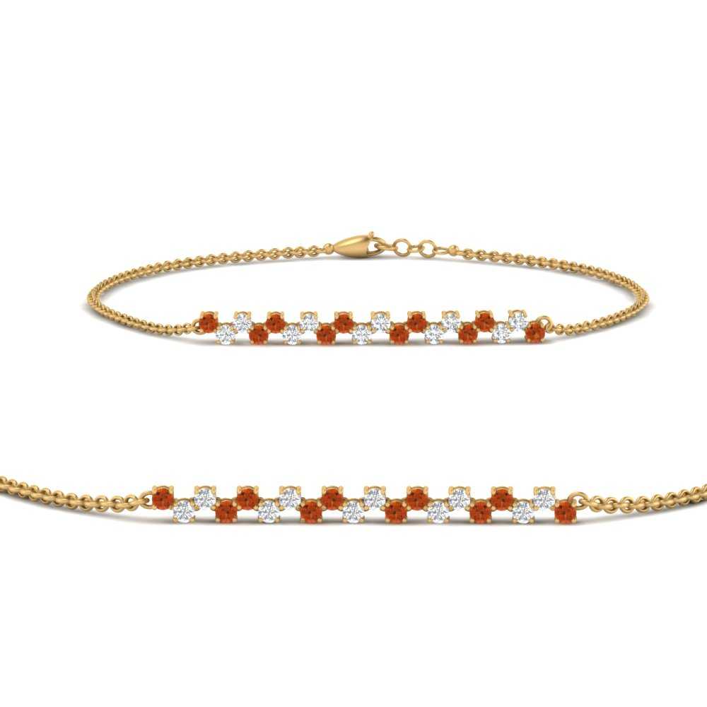 delicate-round-diamond-chain-bracelet-with-orange-sapphire-in-FDBRC9638GSAORANGLE2-NL-YG