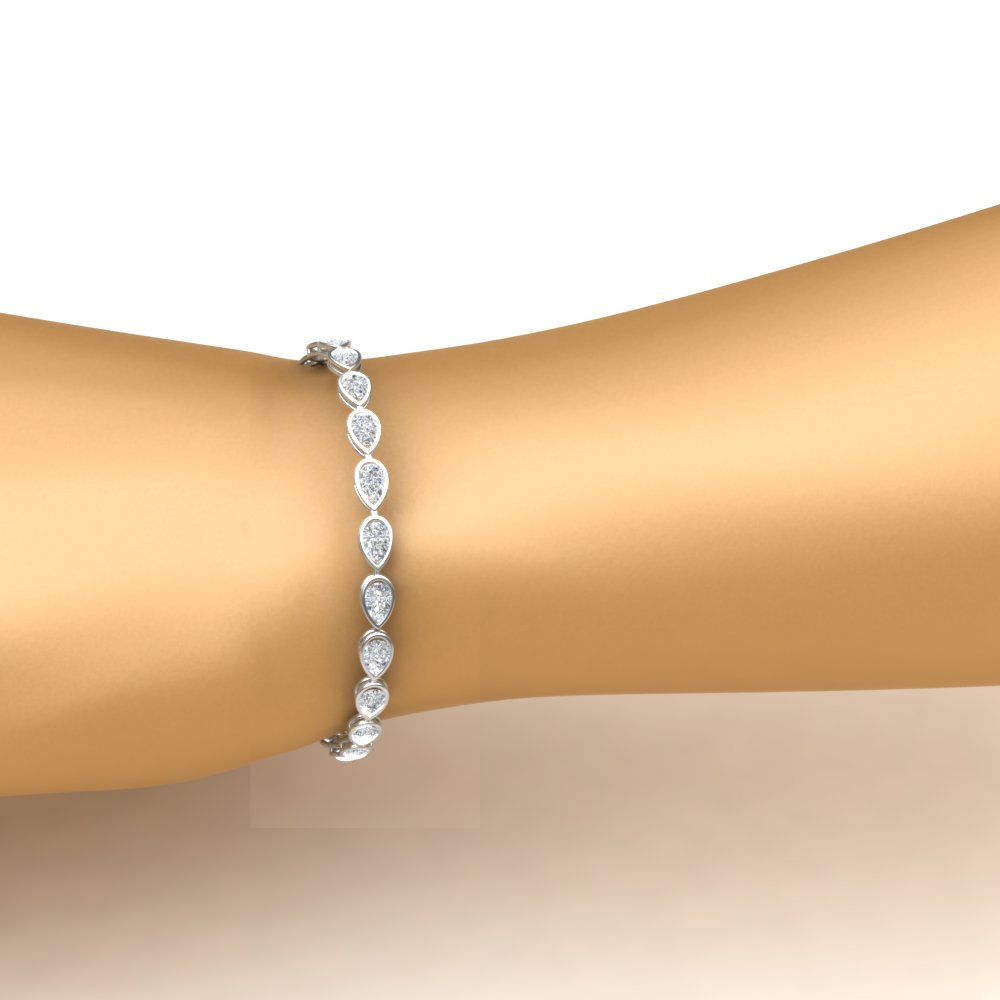 Pear Shaped Tennis Moissanite Diamond Bracelet Bezel Set 11 Carat In 950 Platinum Fascinating Diamonds