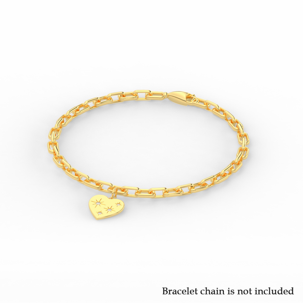Heart Starburst Charm with 14K Yellow Gold White Diamond