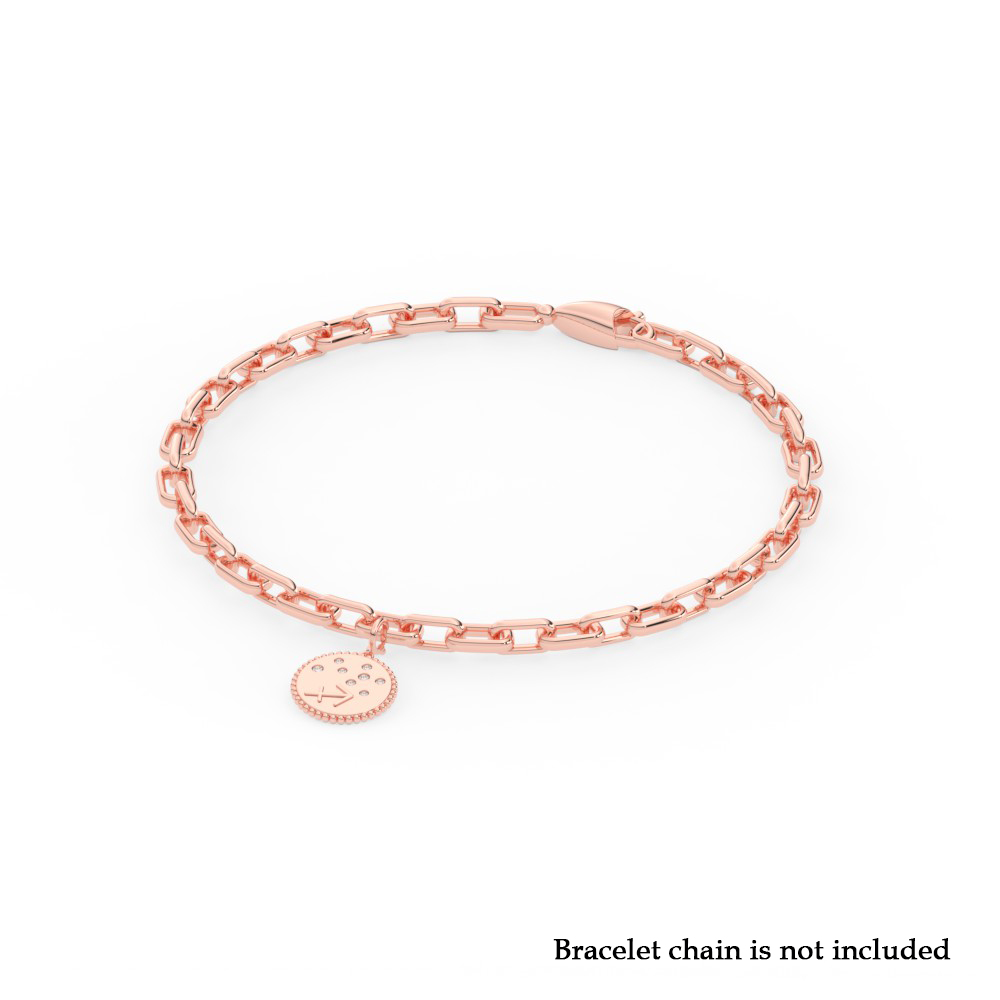 Sagittarius Disc Diamond Charm with 14K Rose Gold White Diamond