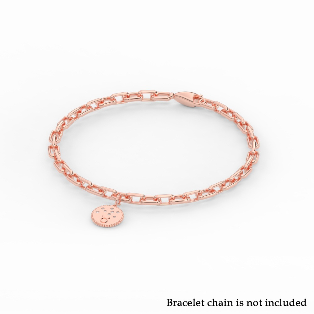 Taurus Disc Gold Diamond Charm with 14K Rose Gold White Diamond