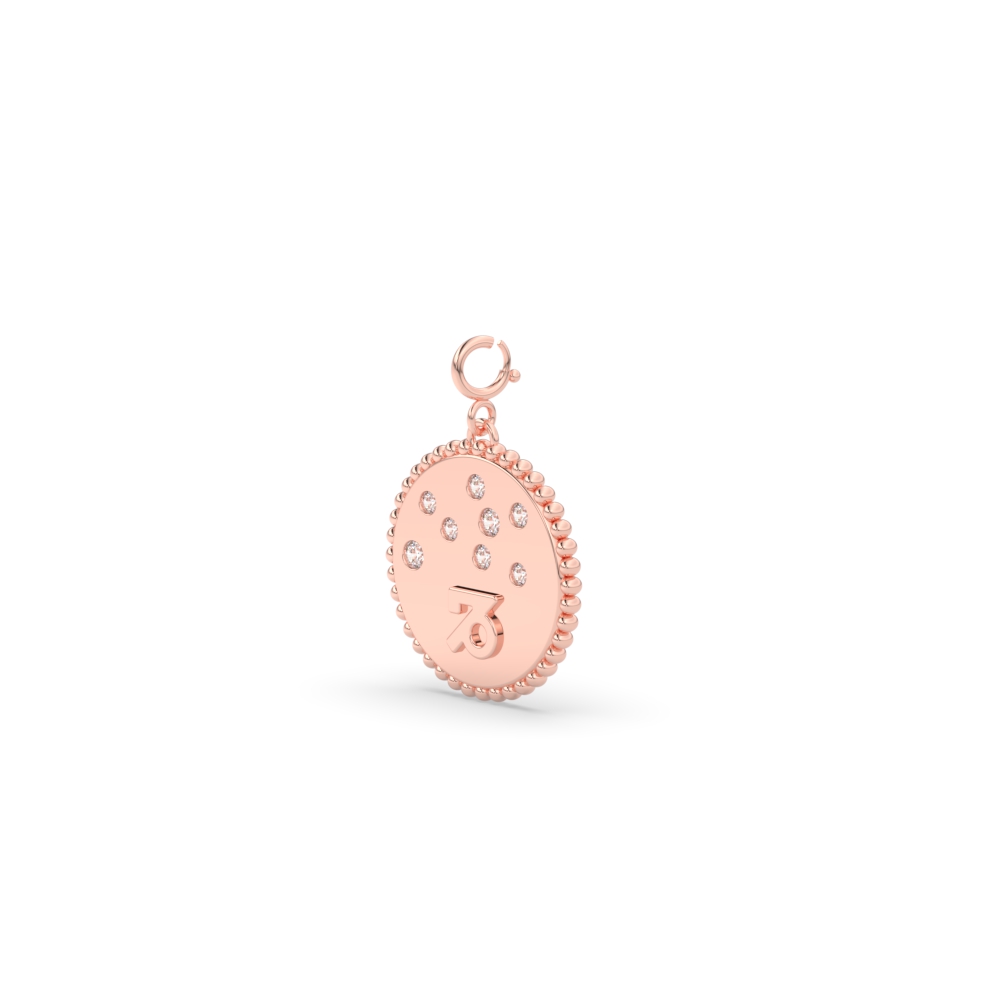 Capricorn Diamond Zodiac Charm with 14K Rose Gold White Diamond