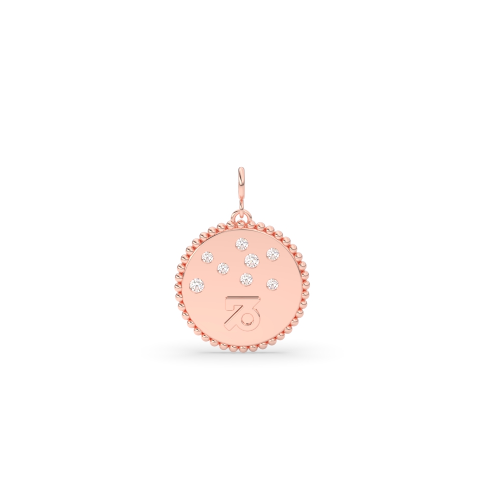 Capricorn Diamond Zodiac Charm with 14K Rose Gold White Diamond