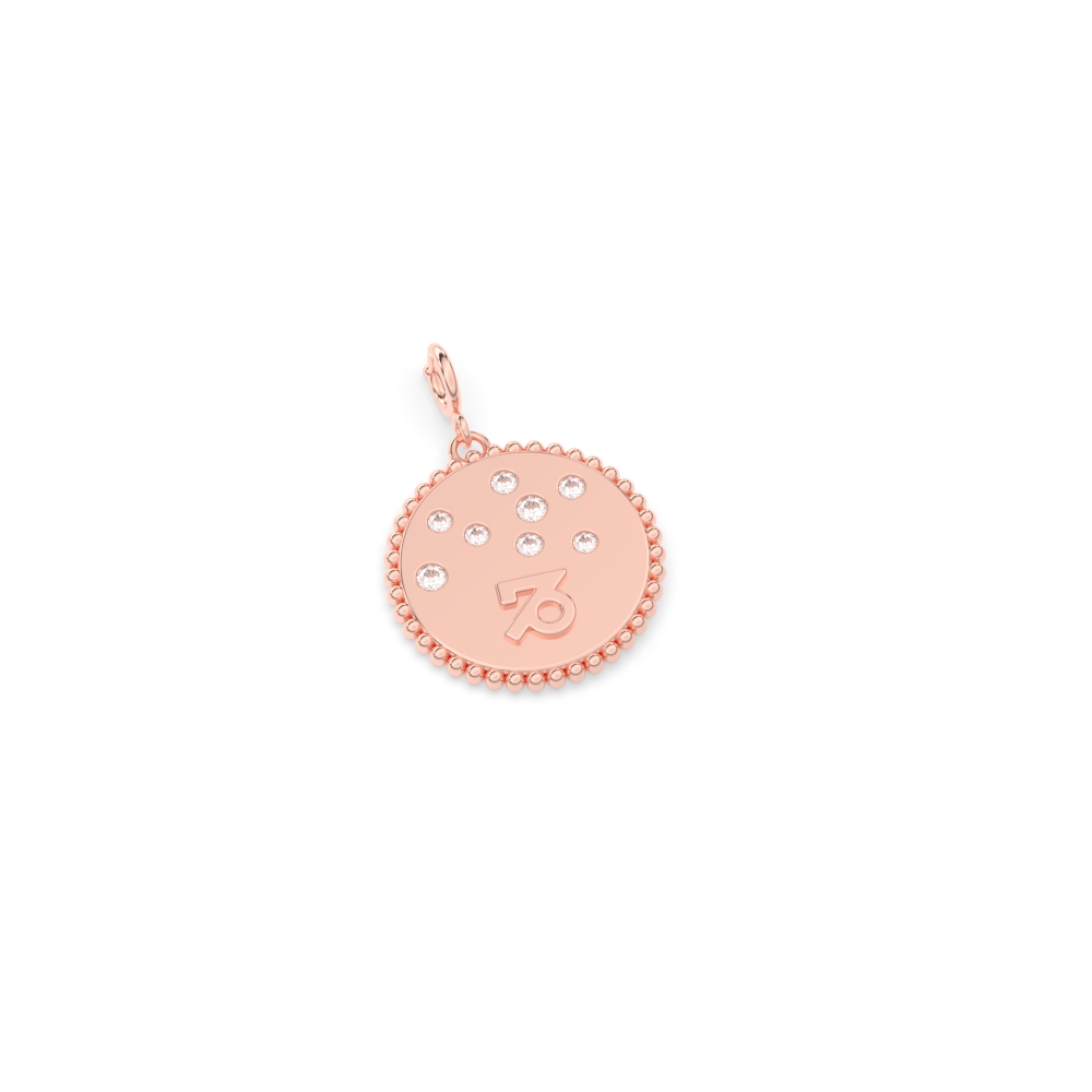 Capricorn Diamond Zodiac Charm with 14K Rose Gold White Diamond