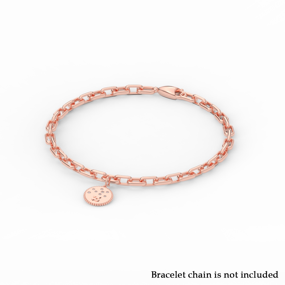 Capricorn Diamond Zodiac Charm with 14K Rose Gold White Diamond