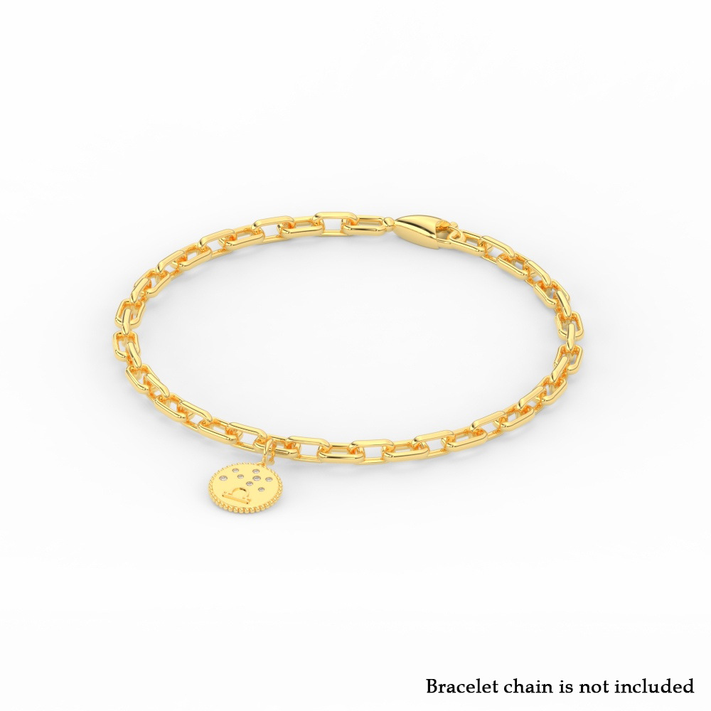 Libra Disc Diamond Charm with 14K Yellow Gold White Diamond