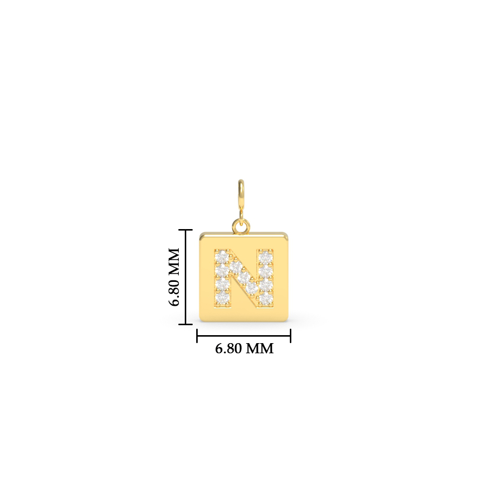 Initial Letter Diamond Charm with 14K Yellow Gold White Diamond