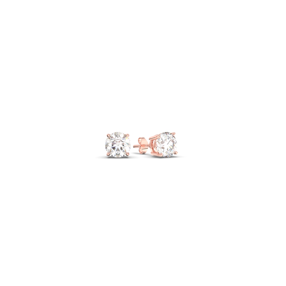 Semi Mount Shaped 0.25 Carat Diamond Stud Earring with White Diamond 14K Rose Gold