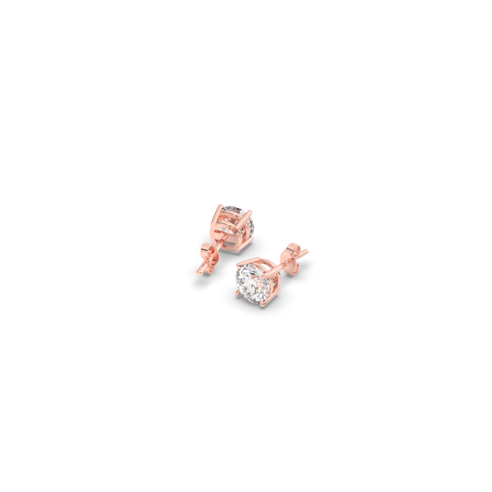 Semi Mount Shaped 0.25 Carat Diamond Stud Earring with White Diamond 14K Rose Gold