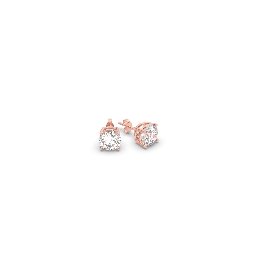 Semi Mount Shaped 0.25 Carat Diamond Stud Earring with White Diamond 14K Rose Gold