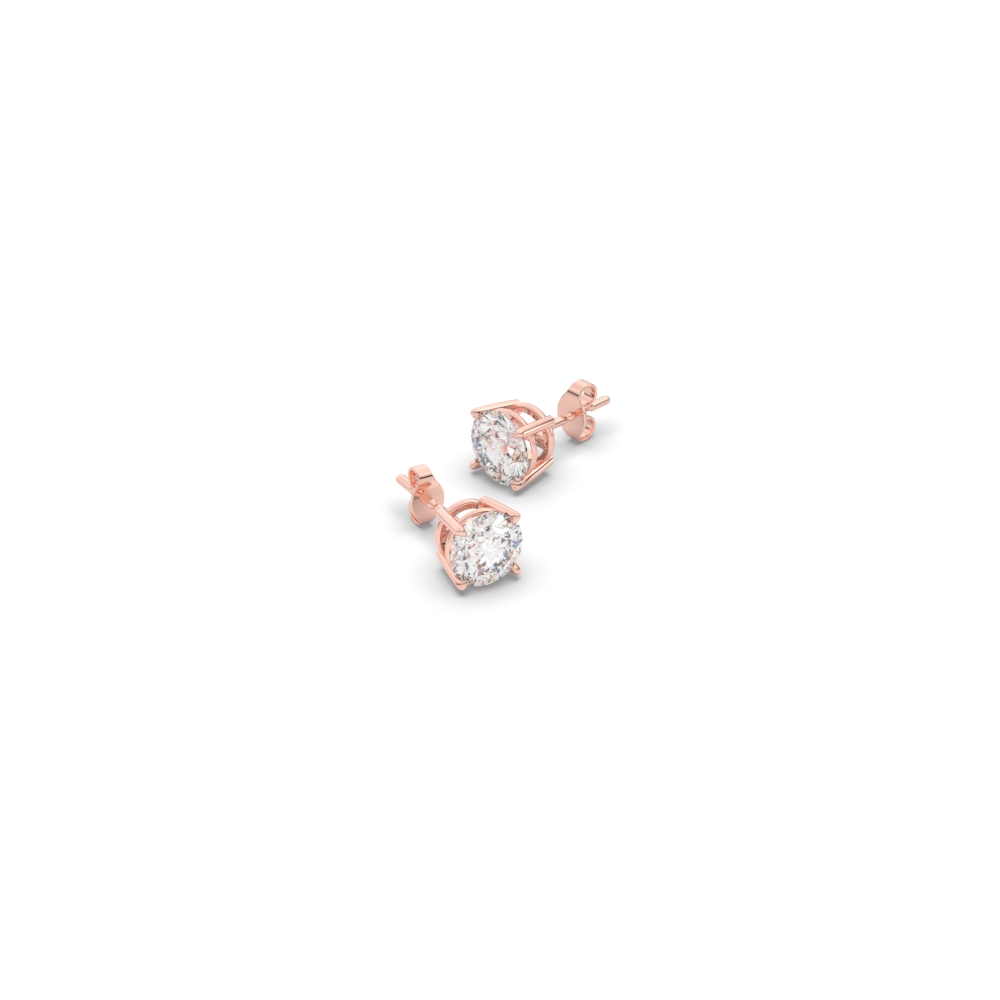 Semi Mount Shaped 0.25 Carat Diamond Stud Earring with White Diamond 14K Rose Gold